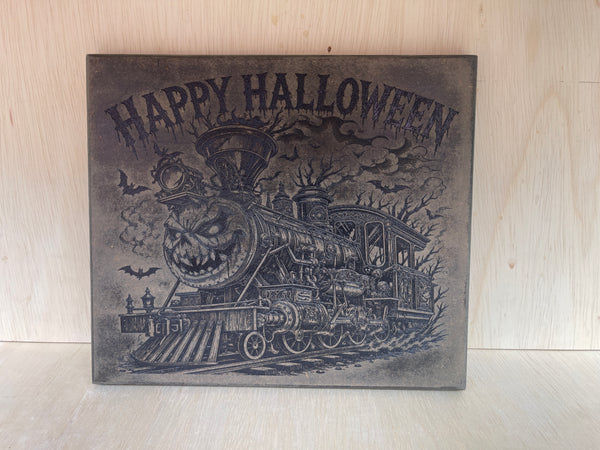 Happy Halloween Train Wooden Sign