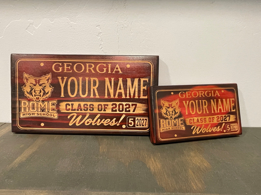 Personalized Graduation Wood License Plate Set