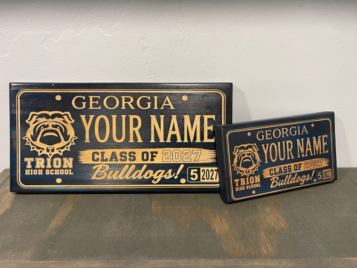 Personalized Graduation Wood License Plate Set
