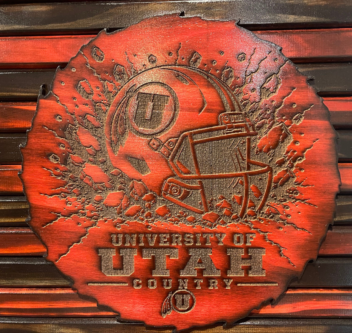 Utah Utes Wooden American Flag