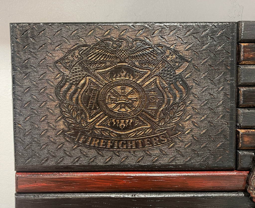 Faith Under Fire Wood Flag  – Firefighter Wooden American Flag