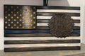 The Unbroken Blue Line – Police Wooden American Flag