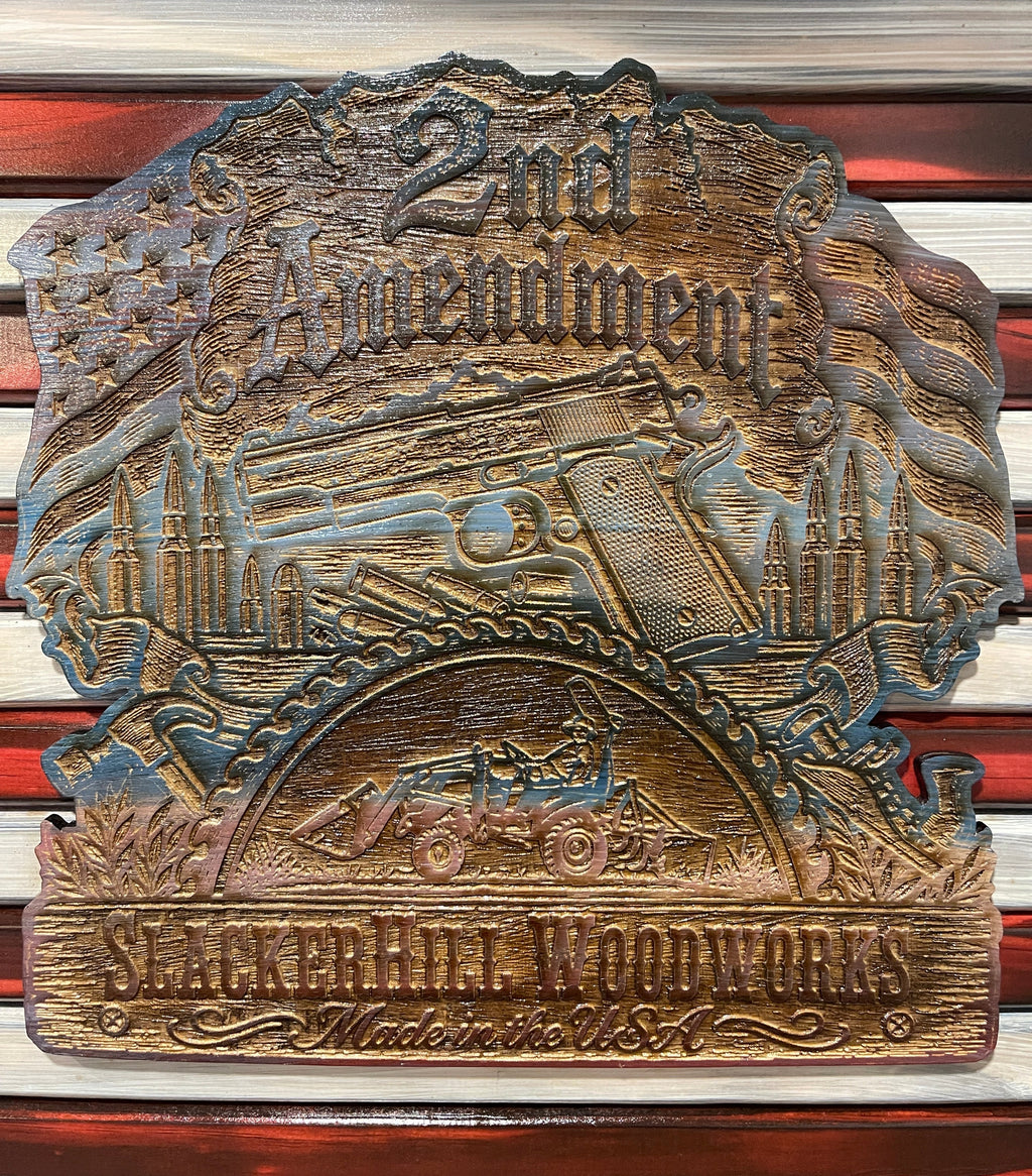 Liberty’s Last Defense – Second Amendment Wooden American Flag