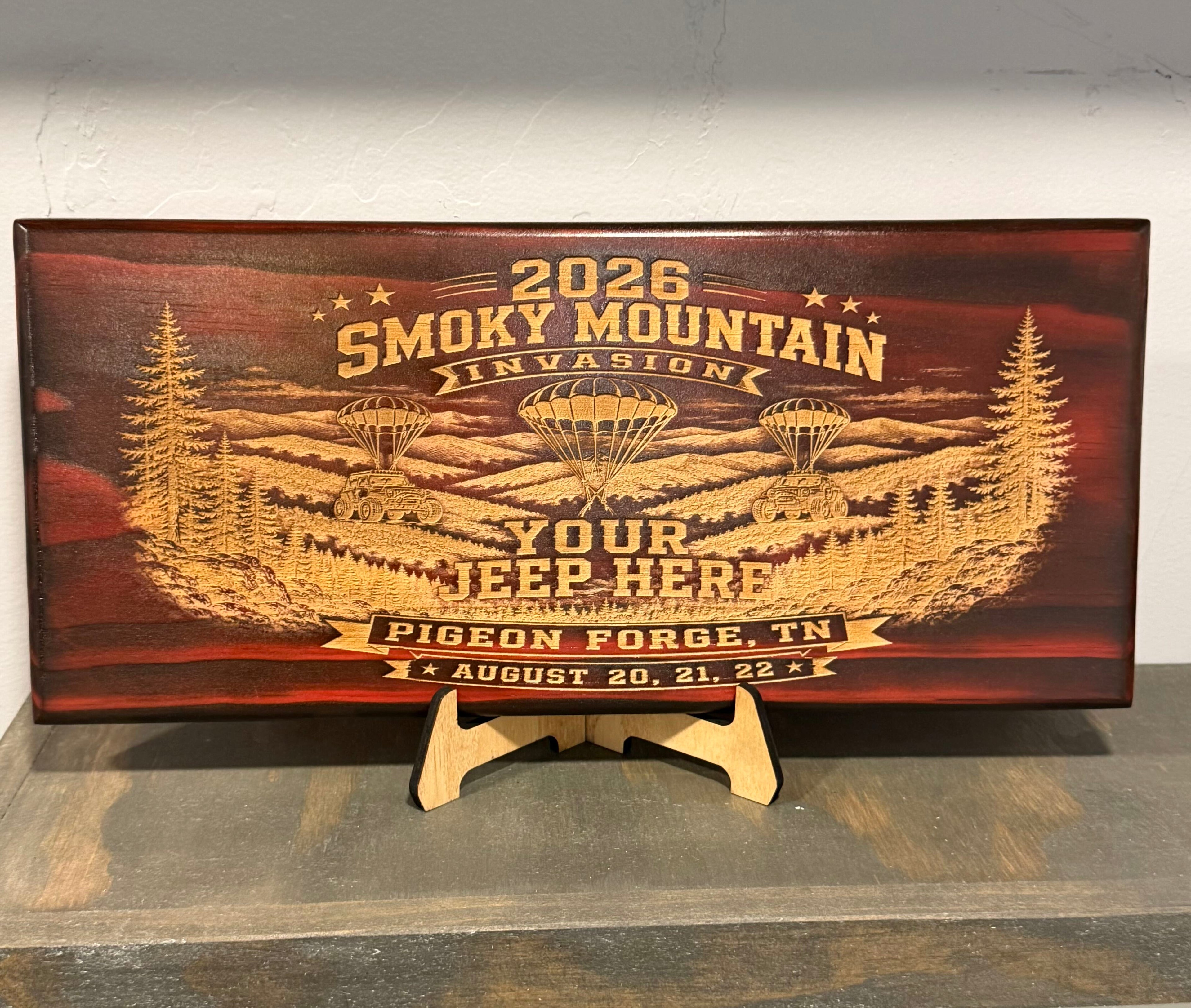 2026 Great Smoky Mountain Jeep Invasion – Custom Jeep Photo Engraved Wood Sign