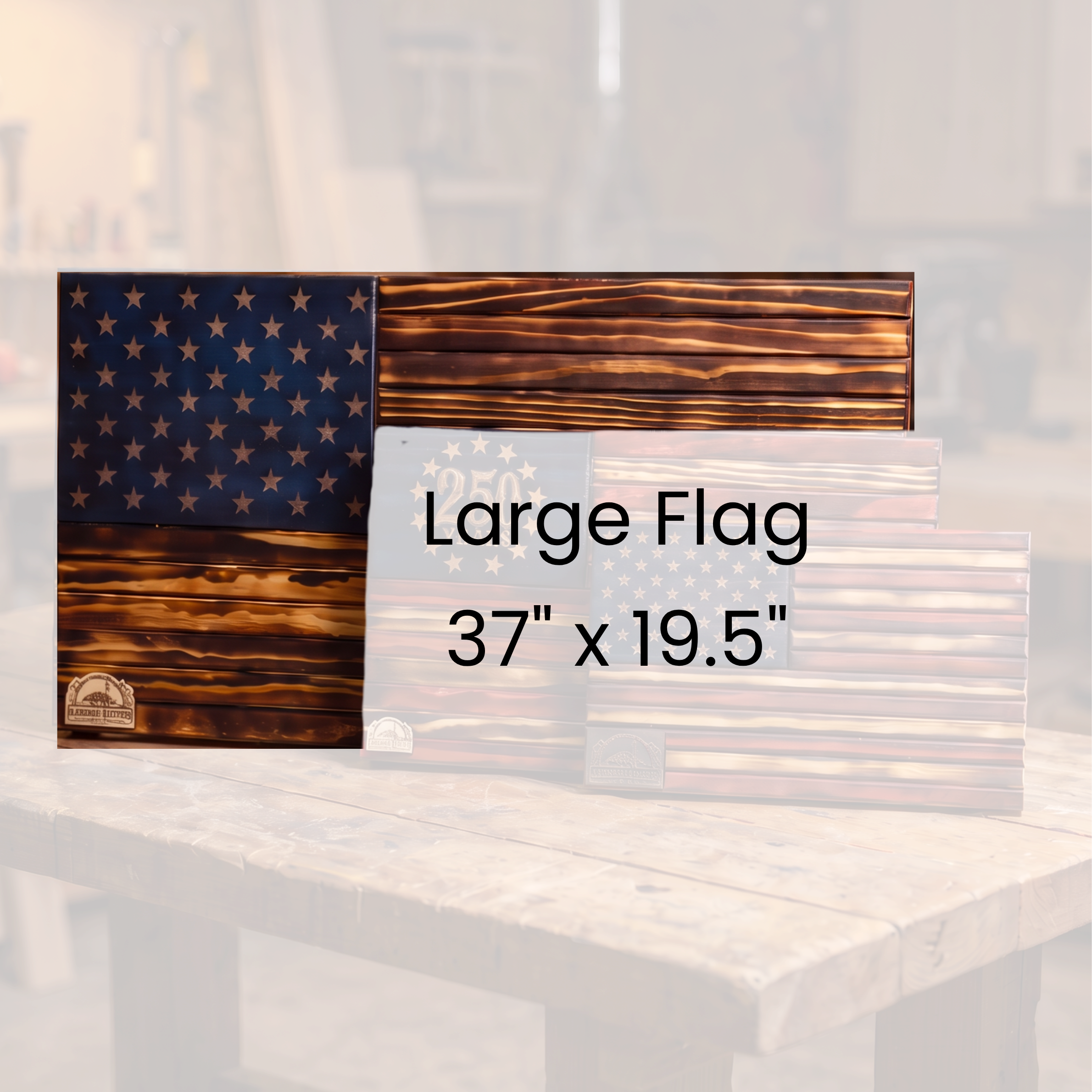 Handcrafted Wooden American Flag - Large (37" × 19.5")