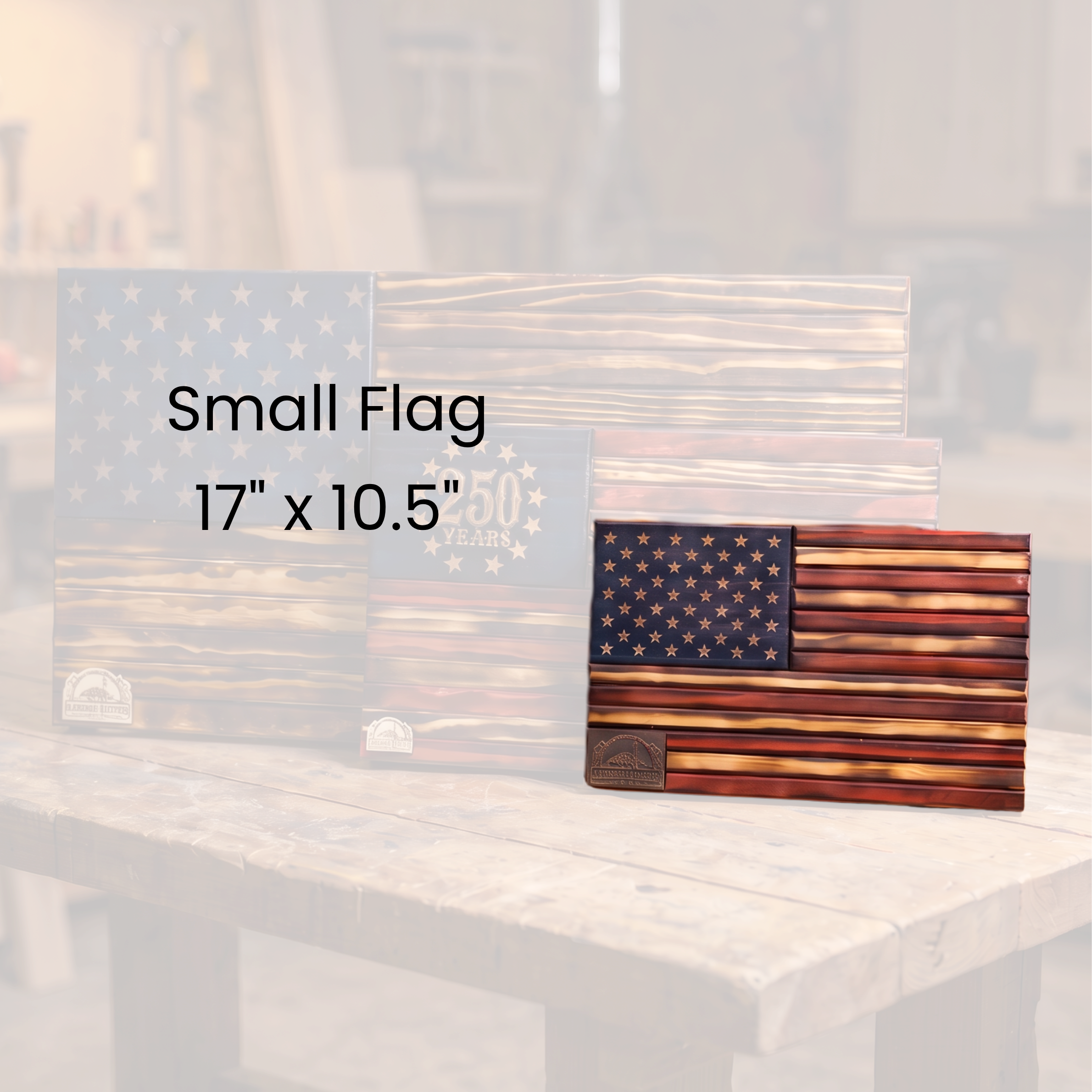 Handcrafted Wooden American Flag - Small (17" × 10.5")