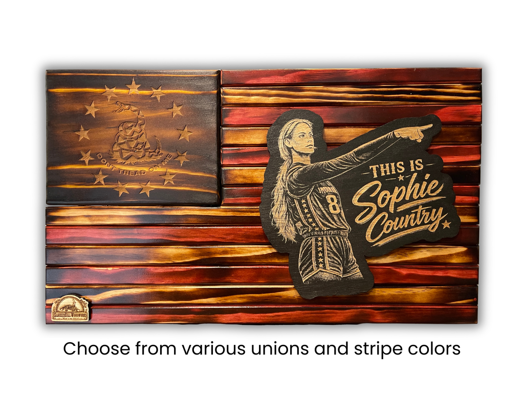 Sophie Cunningham Pointing Wooden American Flag